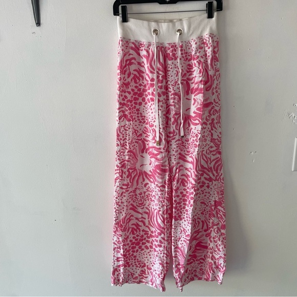 Lilly Pulitzer The Beach Pants Get Spotted Lion Leopard Linen XS 37843 - Picture 2 of 12